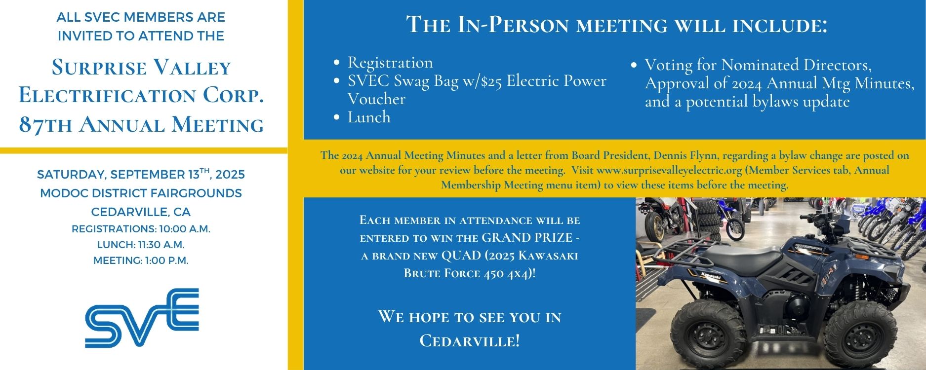 Annual Meeting - Saturday, September 13th, 2025 - Cedarville Fairgrounds - 10 a.m.